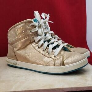 Skechers Metallic High Top Size 5 - Some Work Needed